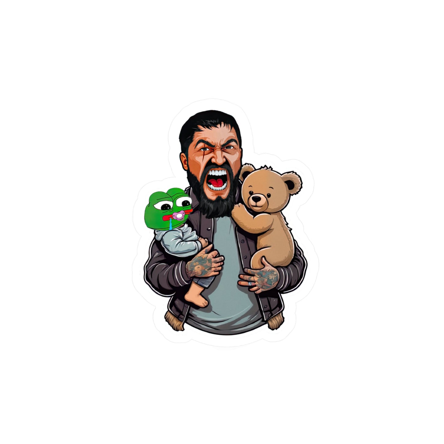 King Leo Holding Pepe / Teddy Sons Sticker