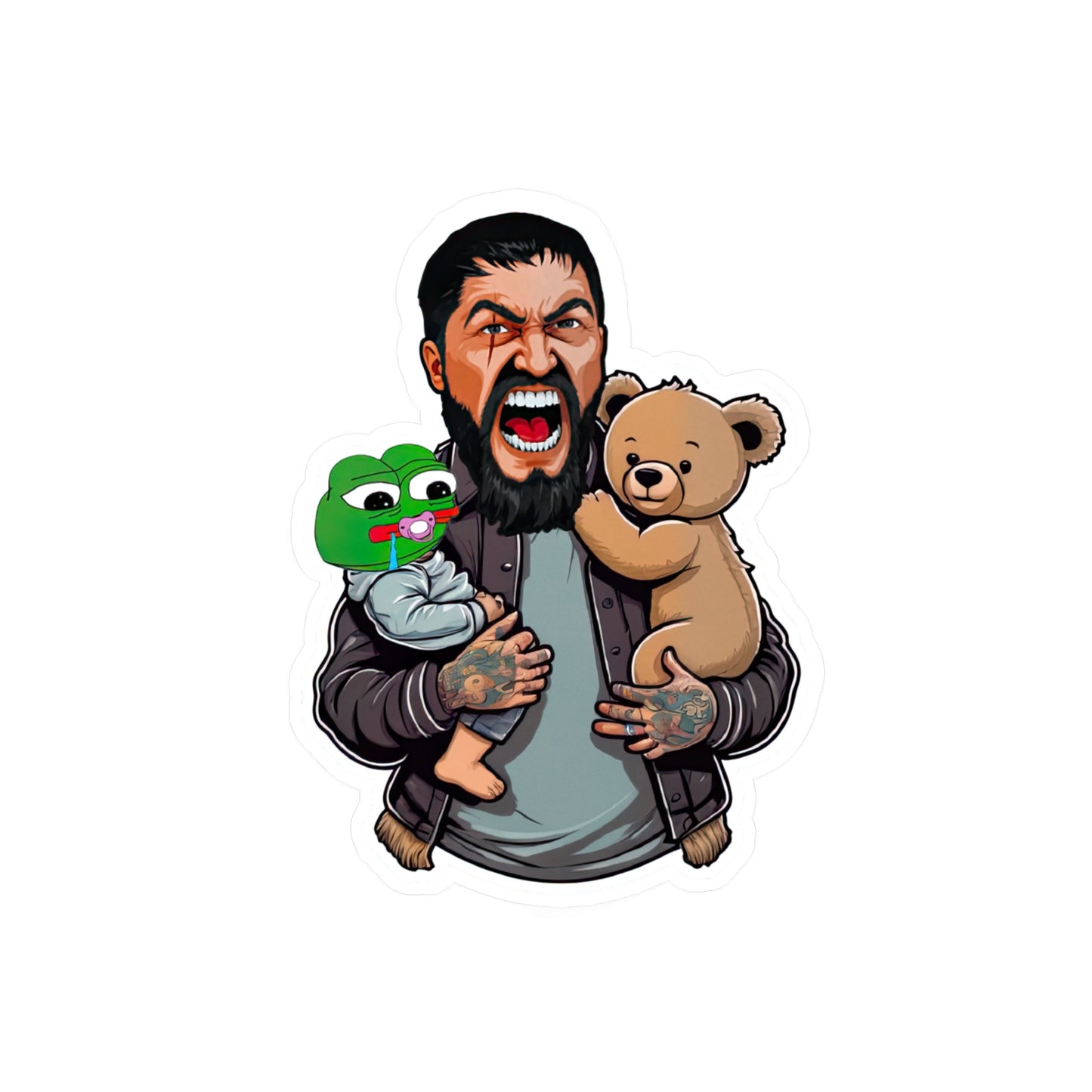 King Leo Holding Pepe / Teddy Sons Sticker